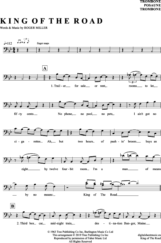 Produktgalerie: Seite 1 von 4 King Of The Road , Miller, Roger, (Posaune / Bariton)