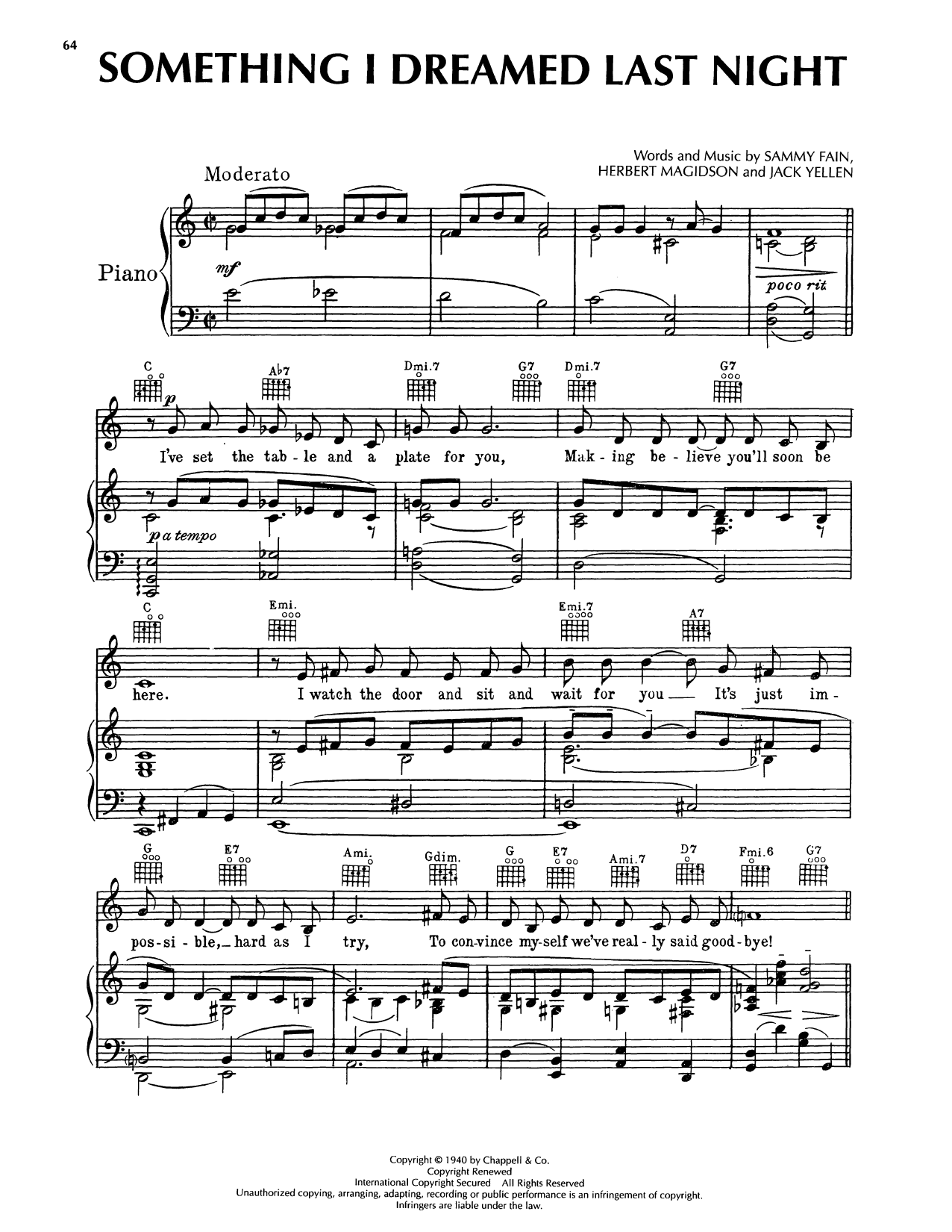 Produktgalerie: Seite 1 von 1 Something I Dreamed Last Night, Sammy Fain, Gesang, Gitarre, Klavier