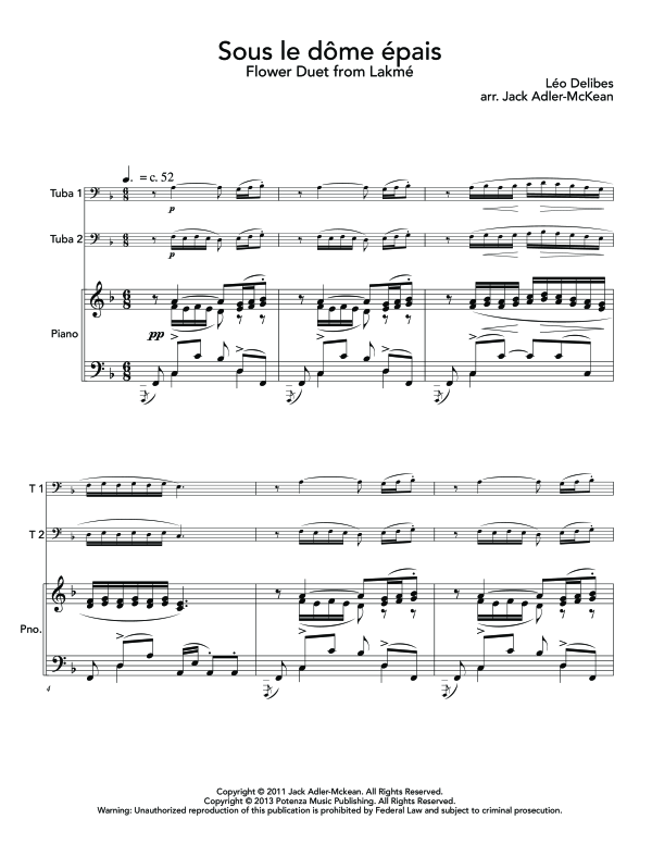 Produktgalerie: Seite 1 von 10 Flower Duet from Lakme, , (Trio 2x Tuba + Klavier)