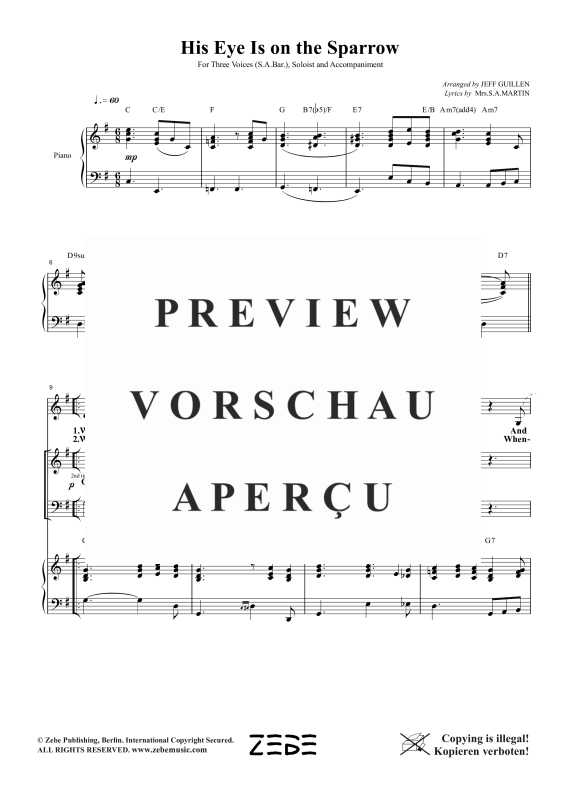 Produktgalerie: Seite 7 von 11 His Eye Is On the Sparrow, , Gemischter Chor SAB, Solo und Klavier