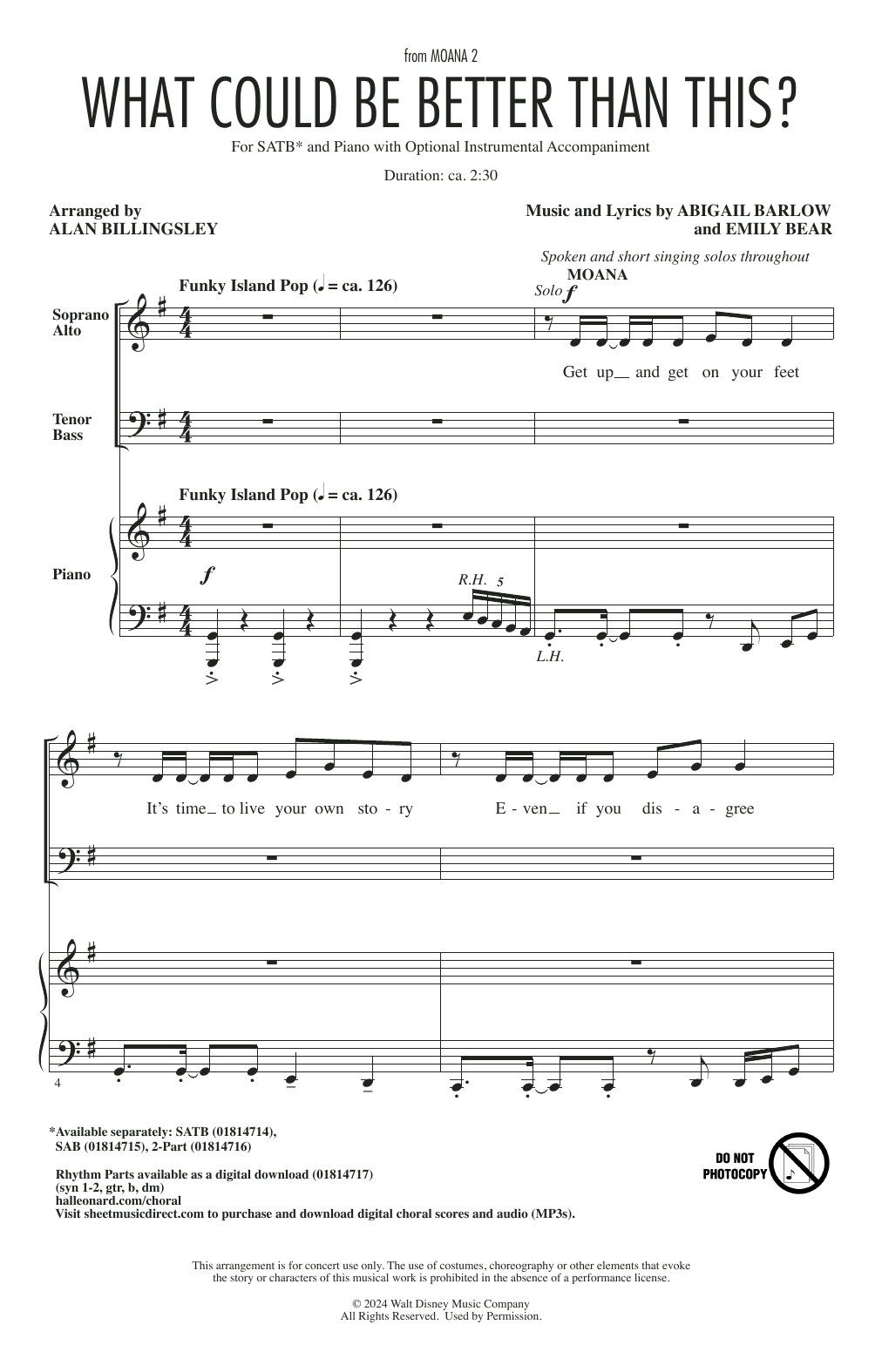 Product picture to: What Could Be Better Than This? (from Moana 2) (arr. Alan Billingsley)