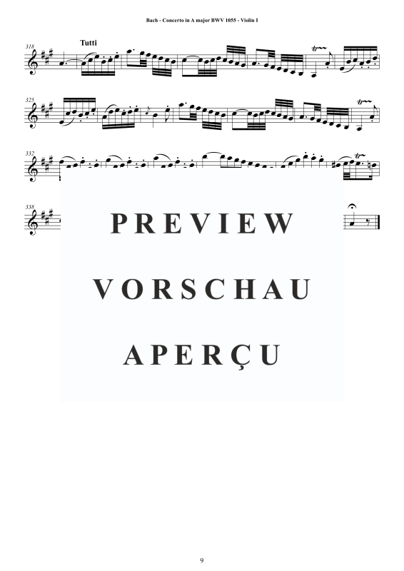 Product gallery: Page 10 of 11 Concerto in A-Dur BWV 1055, , String Quartet - Individual Parts