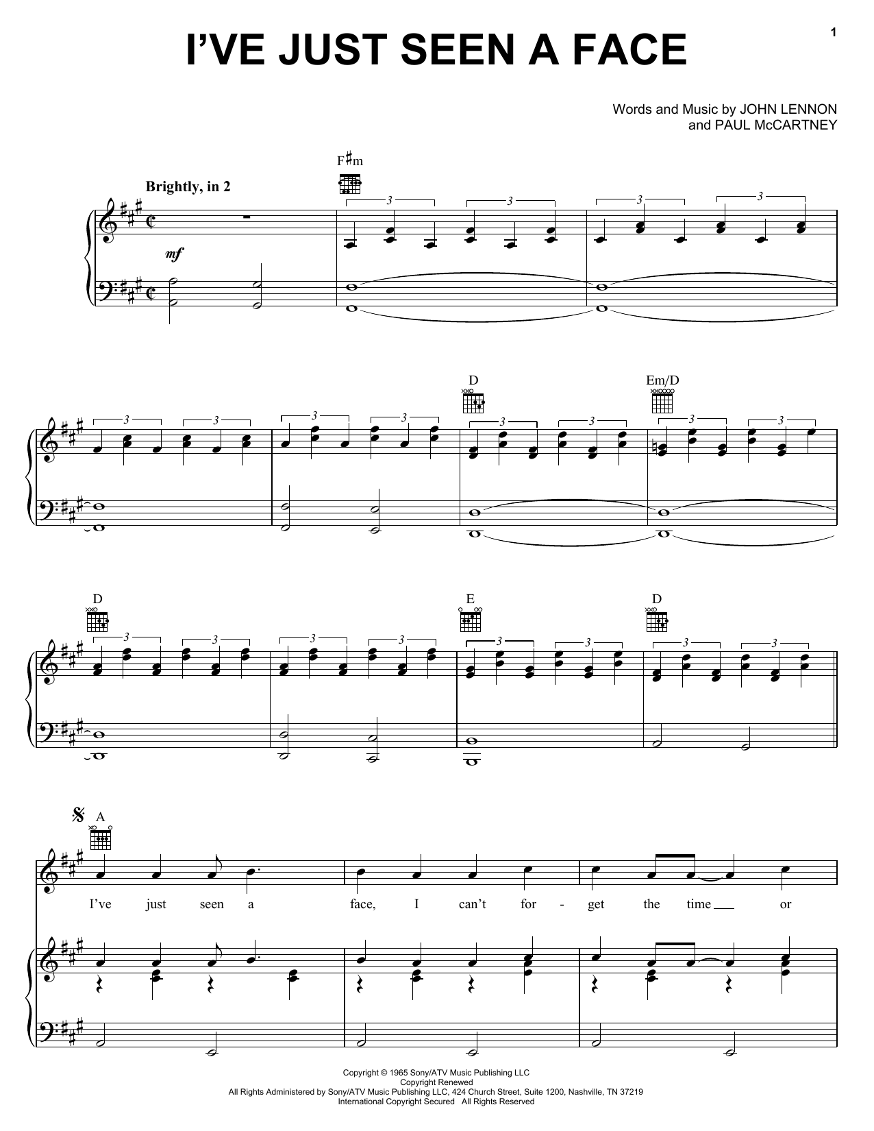 Product gallery: Page 1 of 1 I've Just Seen A Face, The Beatles