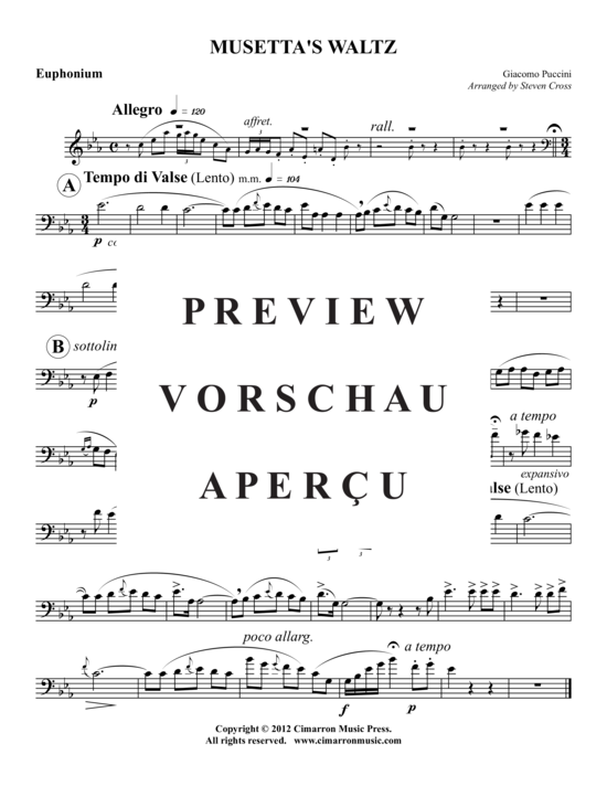 Product gallery: Page 5 of 6 Musetta's Walzer , , (baritone/euphonium + piano)