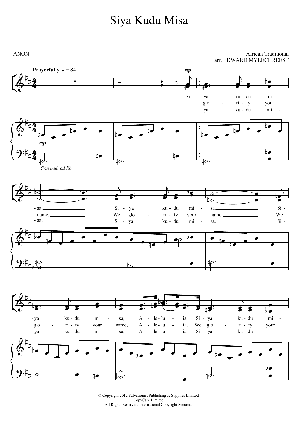 Produktgalerie: Seite 1 von 1 Siya Kuda Misa, The Salvation Army, Gesang, Gitarre, Klavier