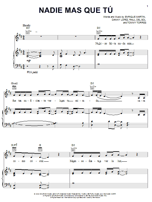 Produktgalerie: Seite 1 von 1 Nadie Mas Que Tu, Ricky Martin, Gesang, Gitarre, Klavier