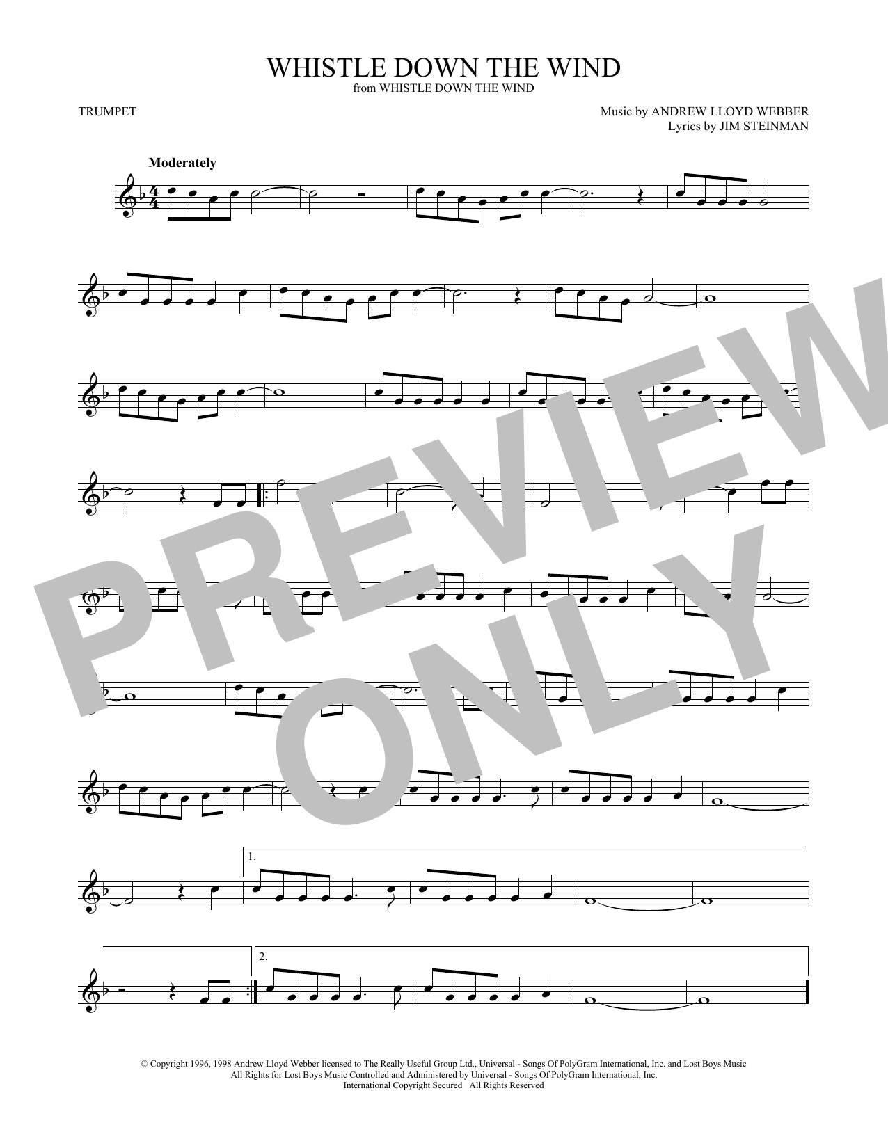 Produktgalerie: Seite 1 von 1 Whistle Down The Wind, Andrew Lloyd Webber, Trompete