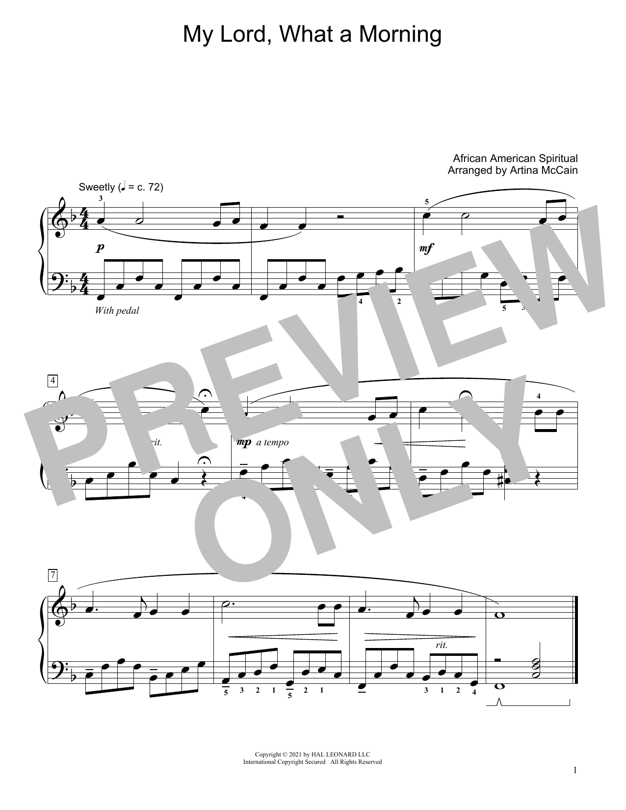 Produktbild zu: My Lord, What A Morning (arr. Artina McCain)