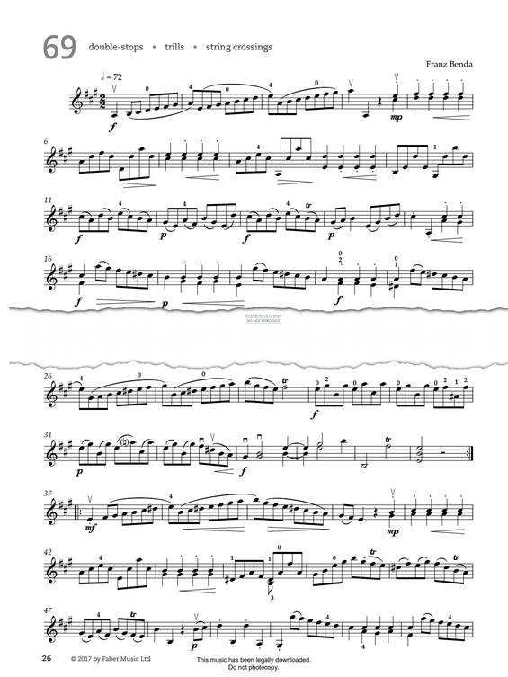 Produktgalerie: Seite 1 von 1 Study No.69 Double stops (from '80 Graded Studies For Violin Book Two'), Frantisek Benda, Violine