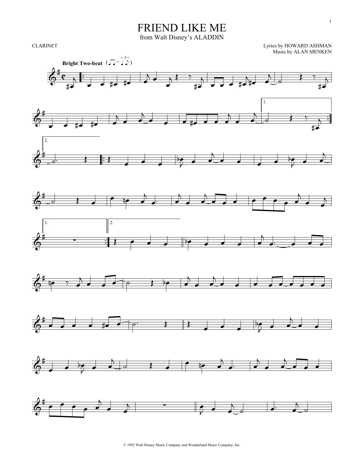Product gallery: Page 1 of 1 Friend Like Me (from Aladdin), Alan Menken & Howard Ashman