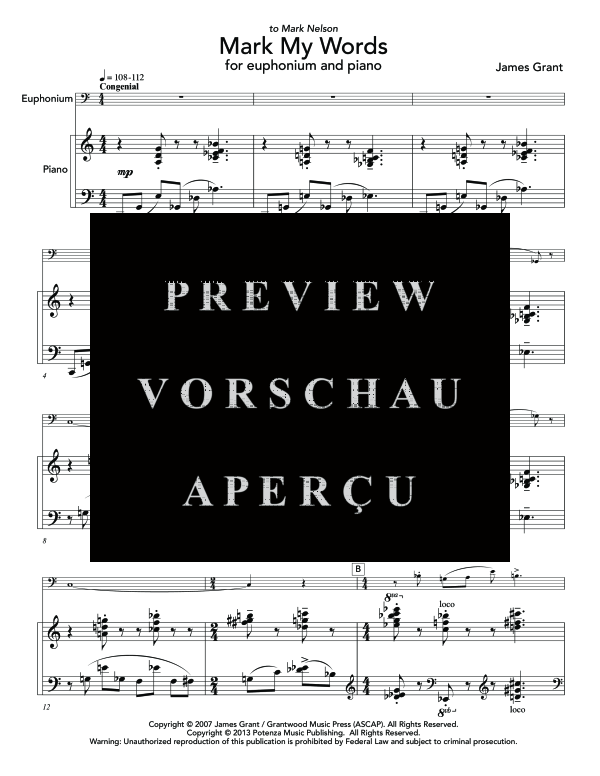 Product gallery: Page 5 of 11 Mark My Words, , (euphonium and piano)