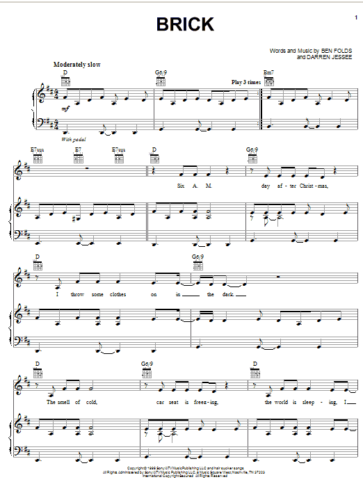 Brick (Ben Folds Five) | Sheet Music: Piano, Vocal & Guitar Chords