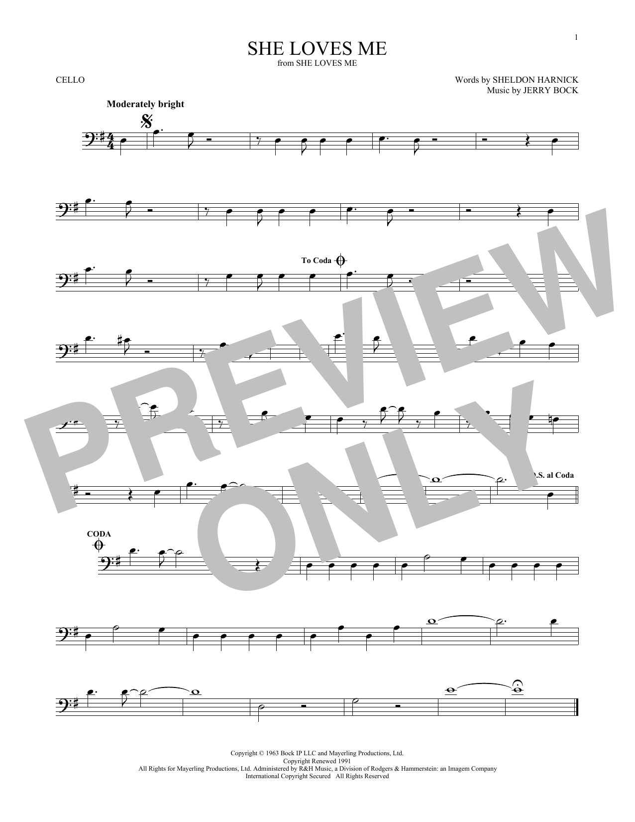 Produktgalerie: Seite 1 von 1 She Loves Me, Sheldon Harnick, Violoncello