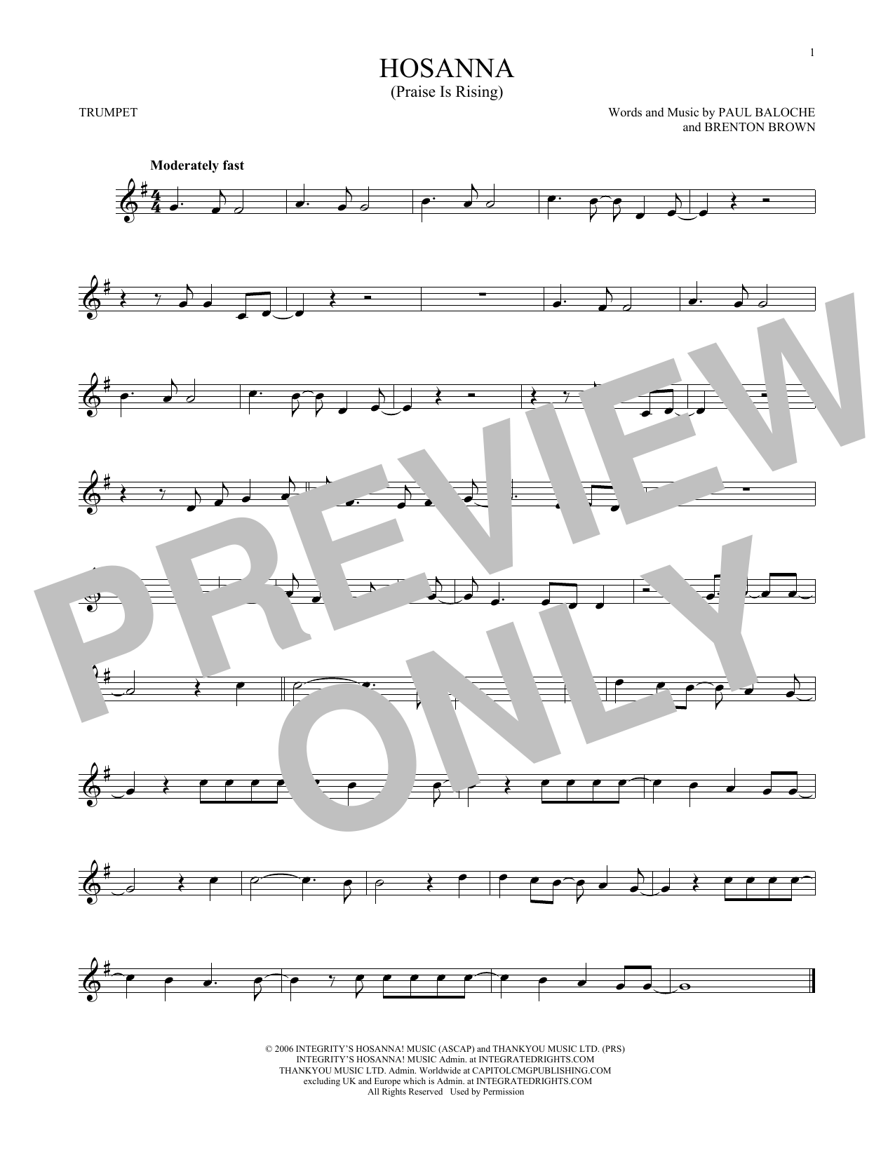 Produktgalerie: Seite 1 von 1 Hosanna (Praise Is Rising), Paul Baloche, Trompete