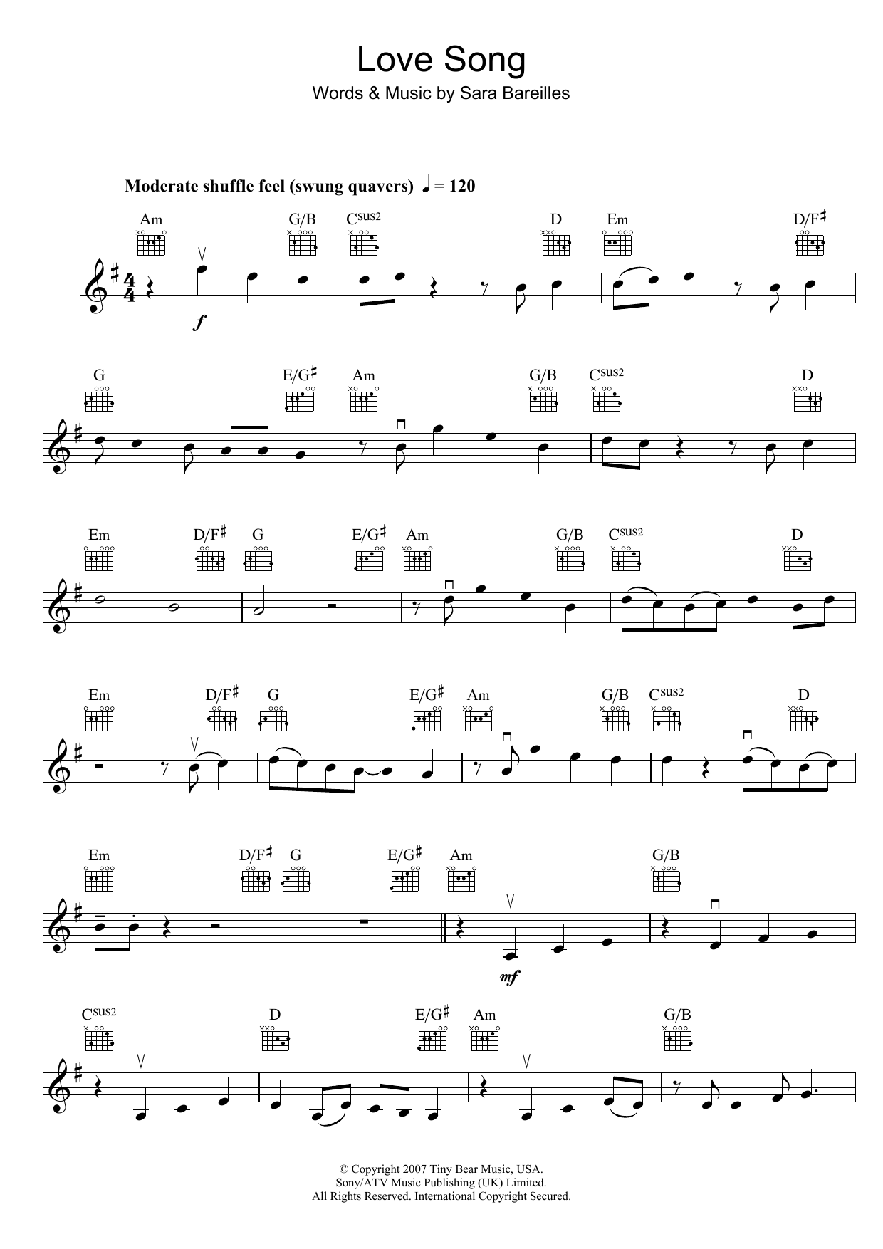 Product gallery: Page 1 of 1 Love Song, Sara Bareilles