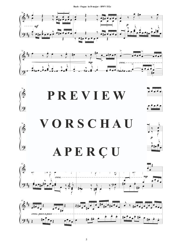 Produktgalerie: Seite 6 von 9 Fuge in D-Dur BWV 532c - Piano Version, , Klavier Solo