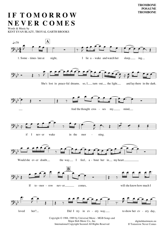 Product gallery: Page 1 of 4 If Tomorrow Never Comes , Keatin, Ronan, (Posaune / Bariton)