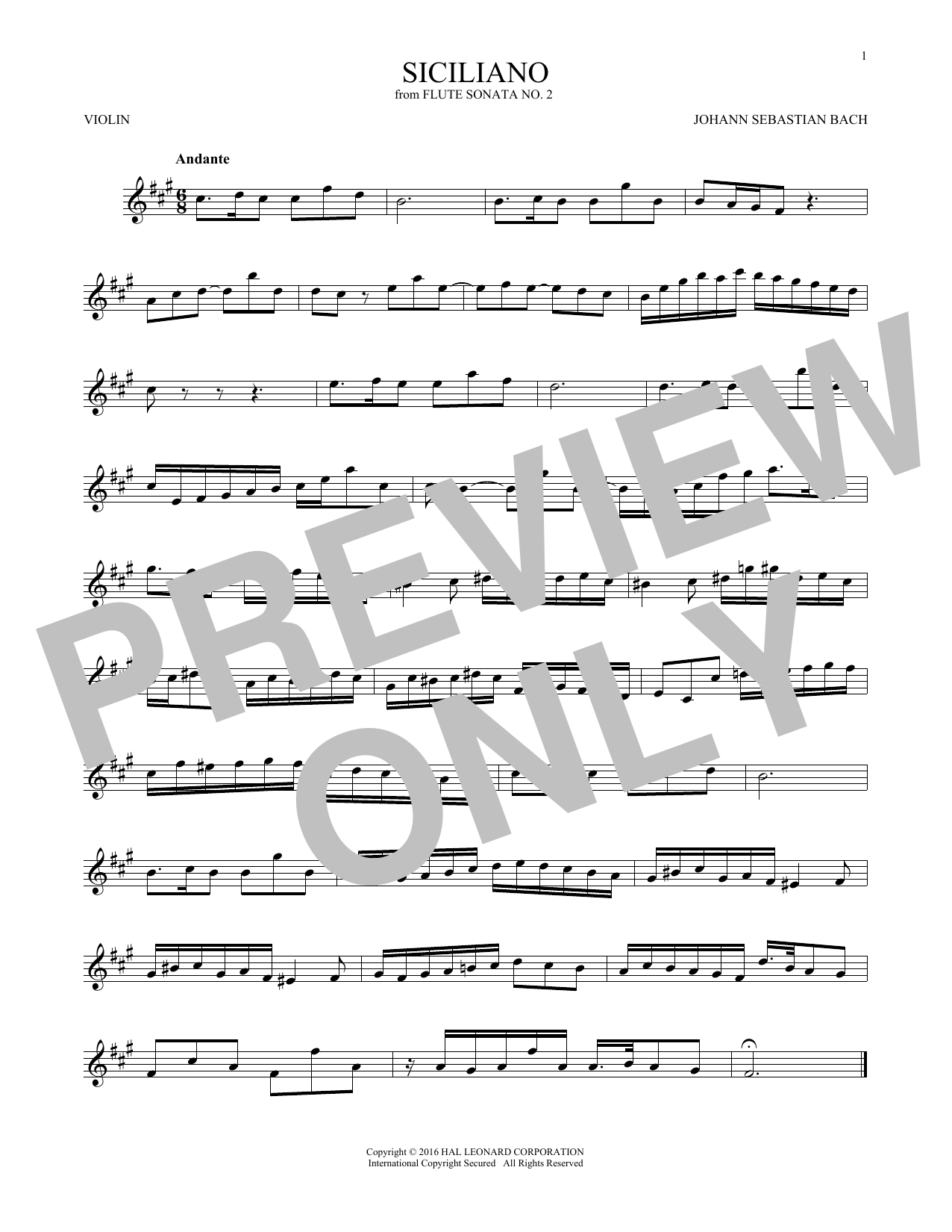 Produktgalerie: Seite 1 von 1 Siciliano, Johann Sebastian Bach, Violine