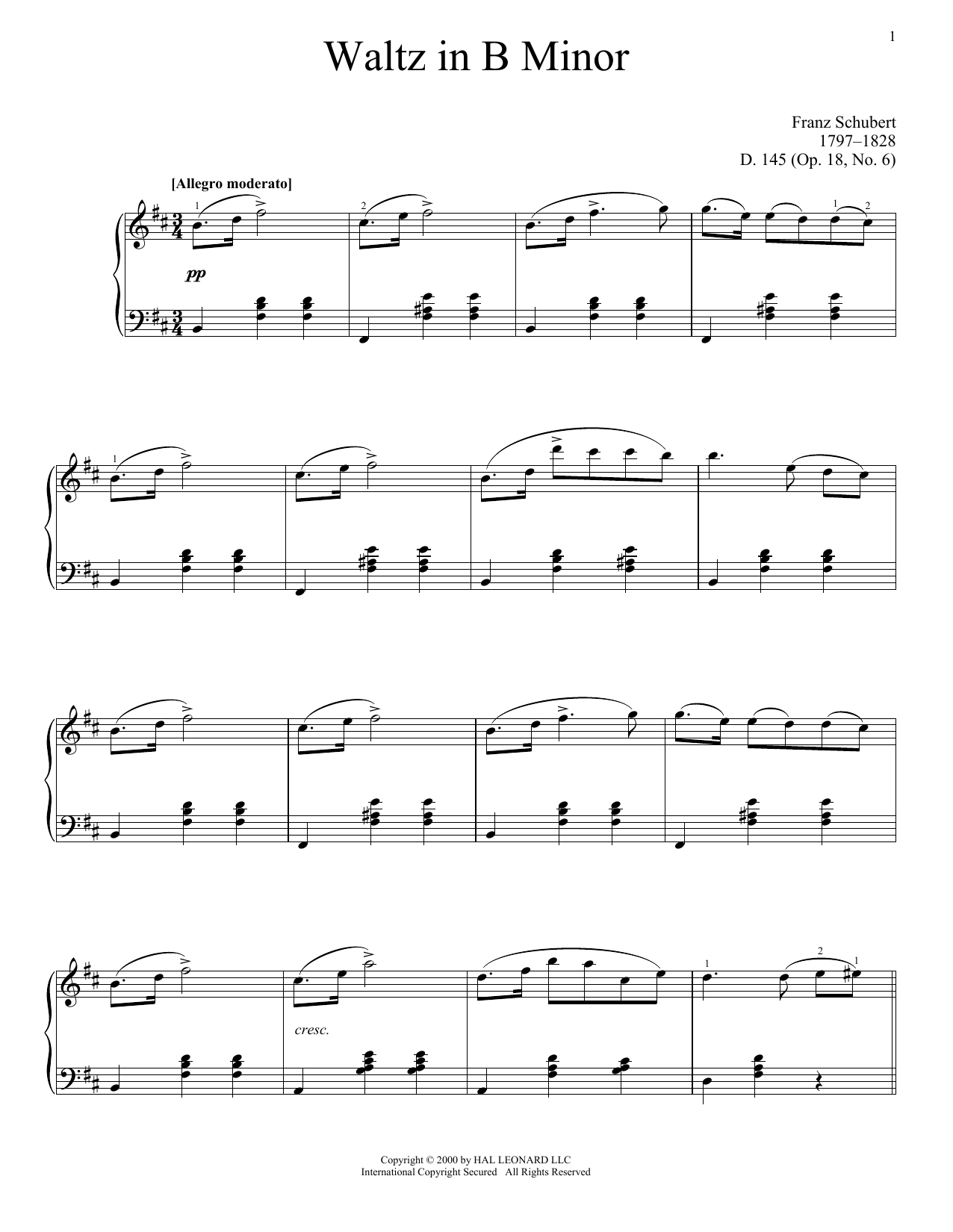 Product picture to: Waltz In B Minor, Op. 18, No. 6