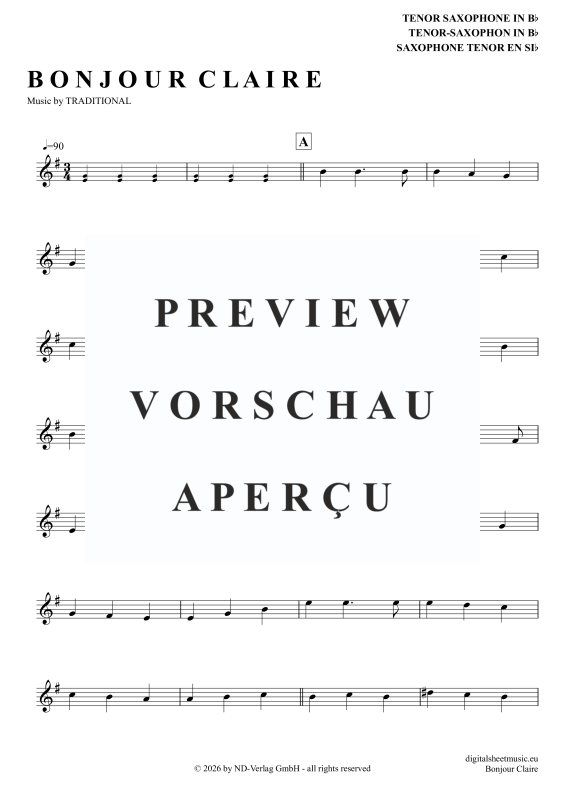 Product gallery: Page 2 of 4 Bonjour Claire, Traditional, Tenor Saxophone