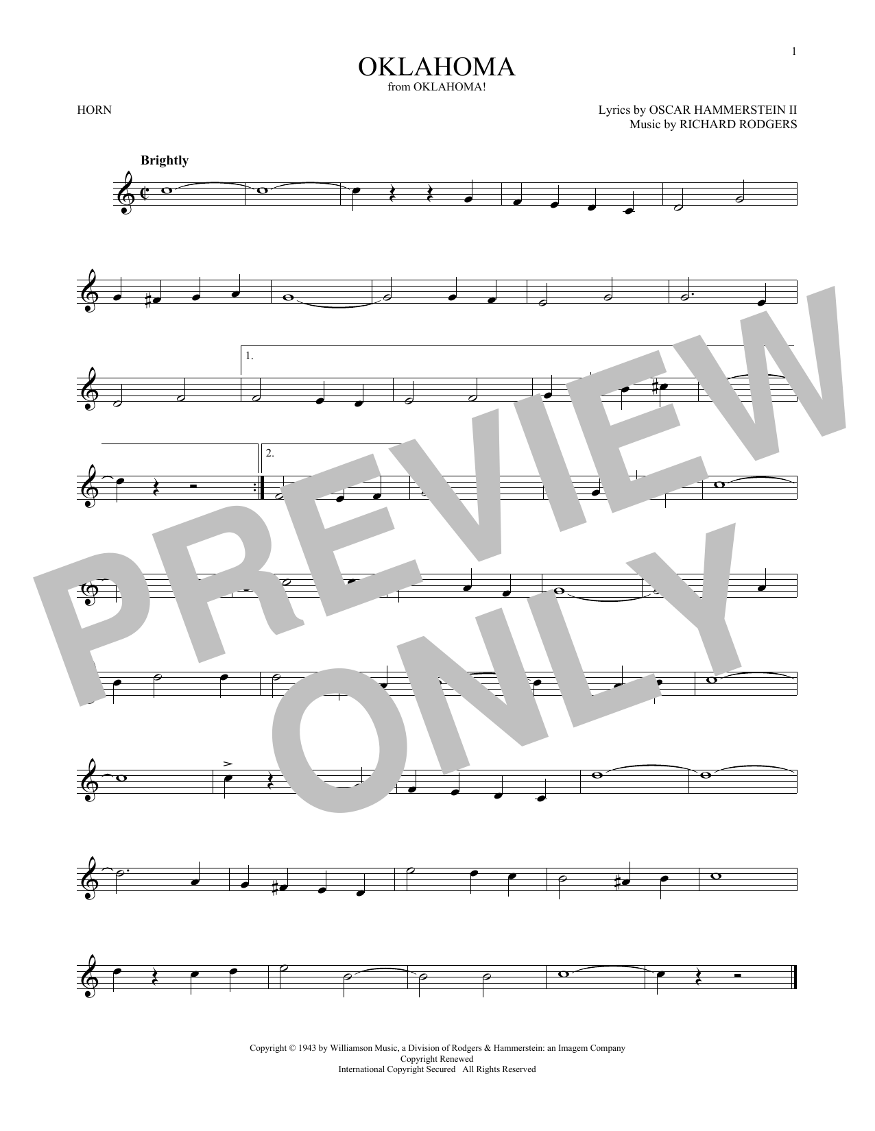 Produktgalerie: Seite 1 von 1 Oklahoma (from Oklahoma!), Rodgers & Hammerstein, Horn