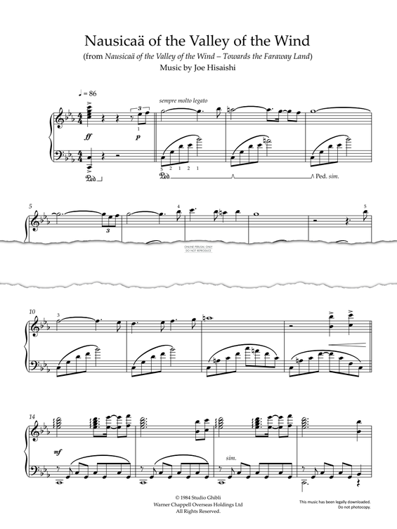 Produktgalerie: Seite 1 von 1 Nausicaä Of The Valley Of The Wind, Joe Hisaishi, Klavier