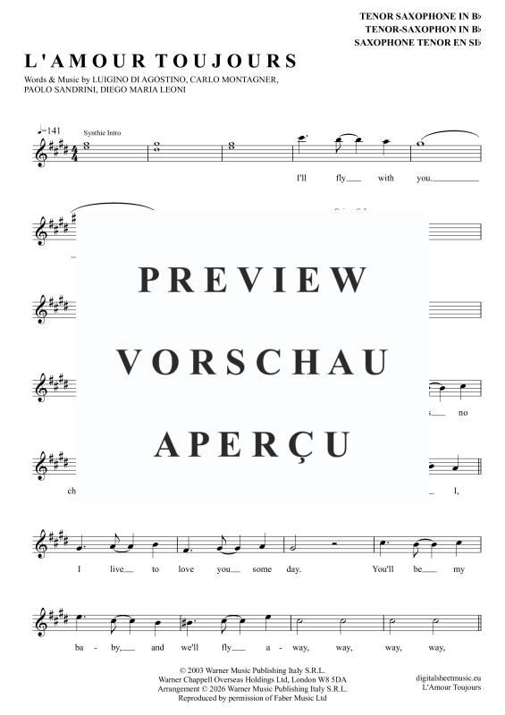 Produktgalerie: Seite 2 von 6 L'Amour Toujours, Gigi D'Agostino, Tenorsaxophon