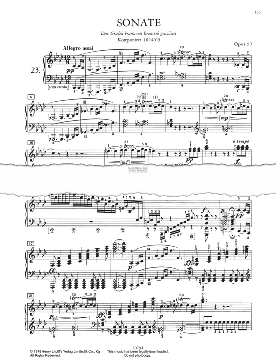 Produktbild zu: Piano Sonata No. 23 In F Minor Op.57 (Appassionata)