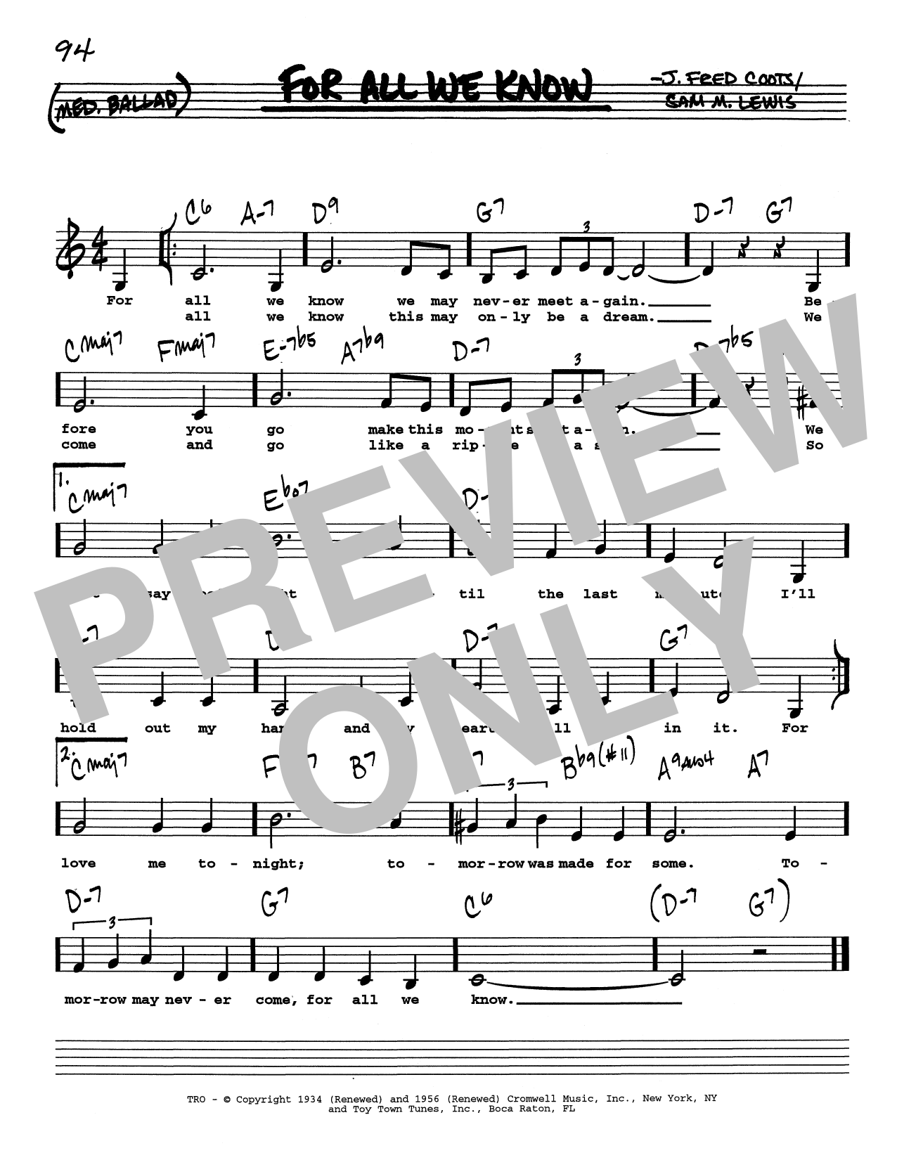 Produktbild zu: For All We Know (Low Voice)