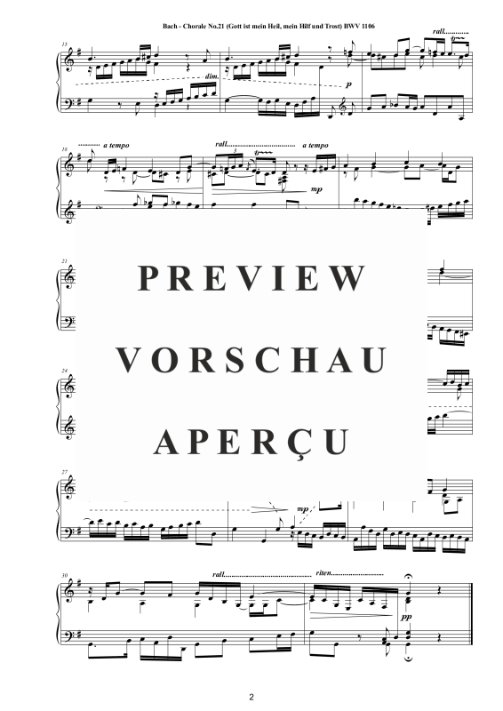 Product gallery: Page 3 of 3 Choral No.21 in G-Dur (Gott ist mein Heil, mein Hilf und Trost) BWV 1106, , Solo Piano