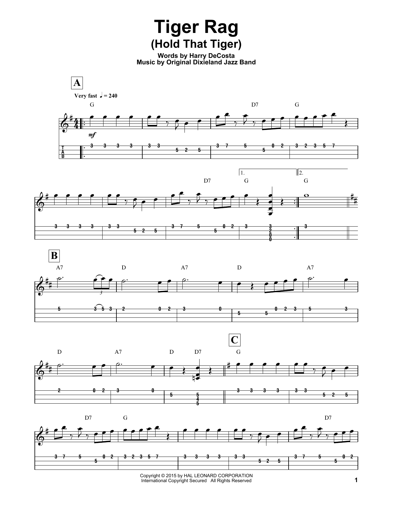 Produktgalerie: Seite 1 von 1 Tiger Rag (Hold That Tiger), Harry DeCosta