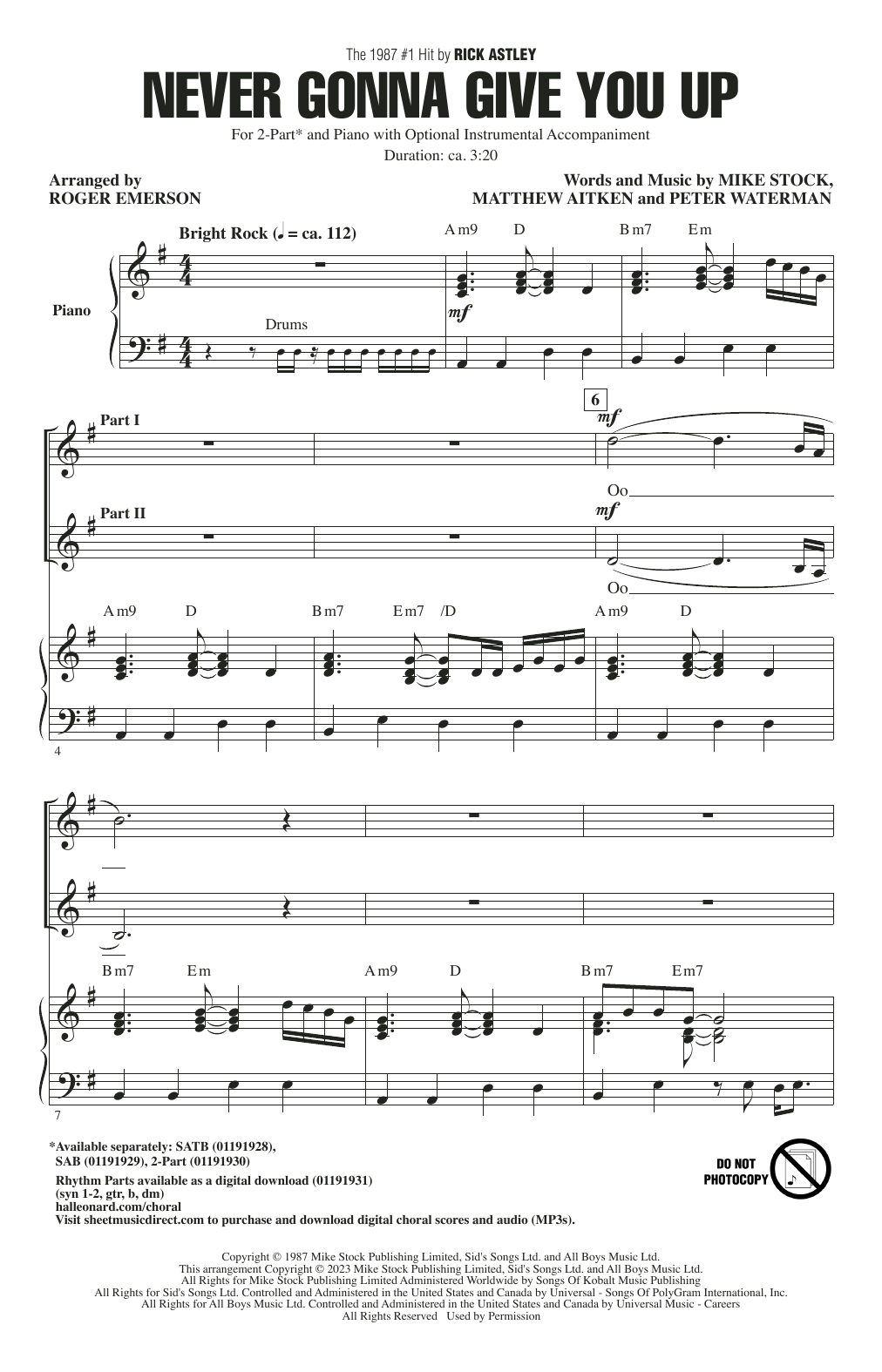 Produktbild zu: Never Gonna Give You Up (arr. Roger Emerson)
