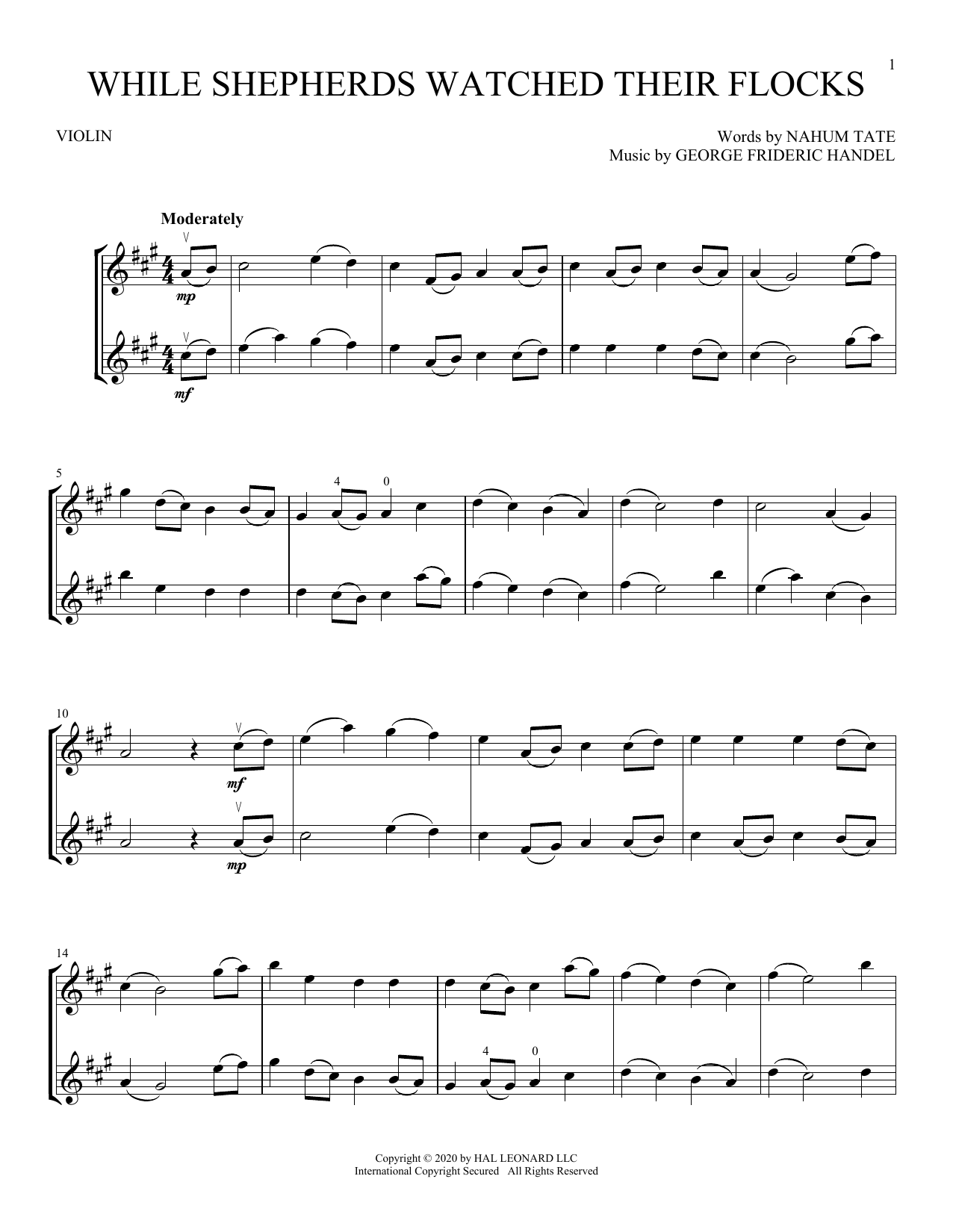 Product gallery: Page 1 of 1 While Shepherds Watched Their Flocks, George Frideric Handel