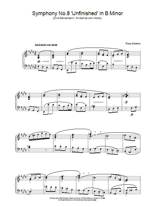 Product gallery: Page 1 of 1 Symphony No.8 'Unfinished' in B Minor - 2nd Movement: Andante con moto, Franz Schubert