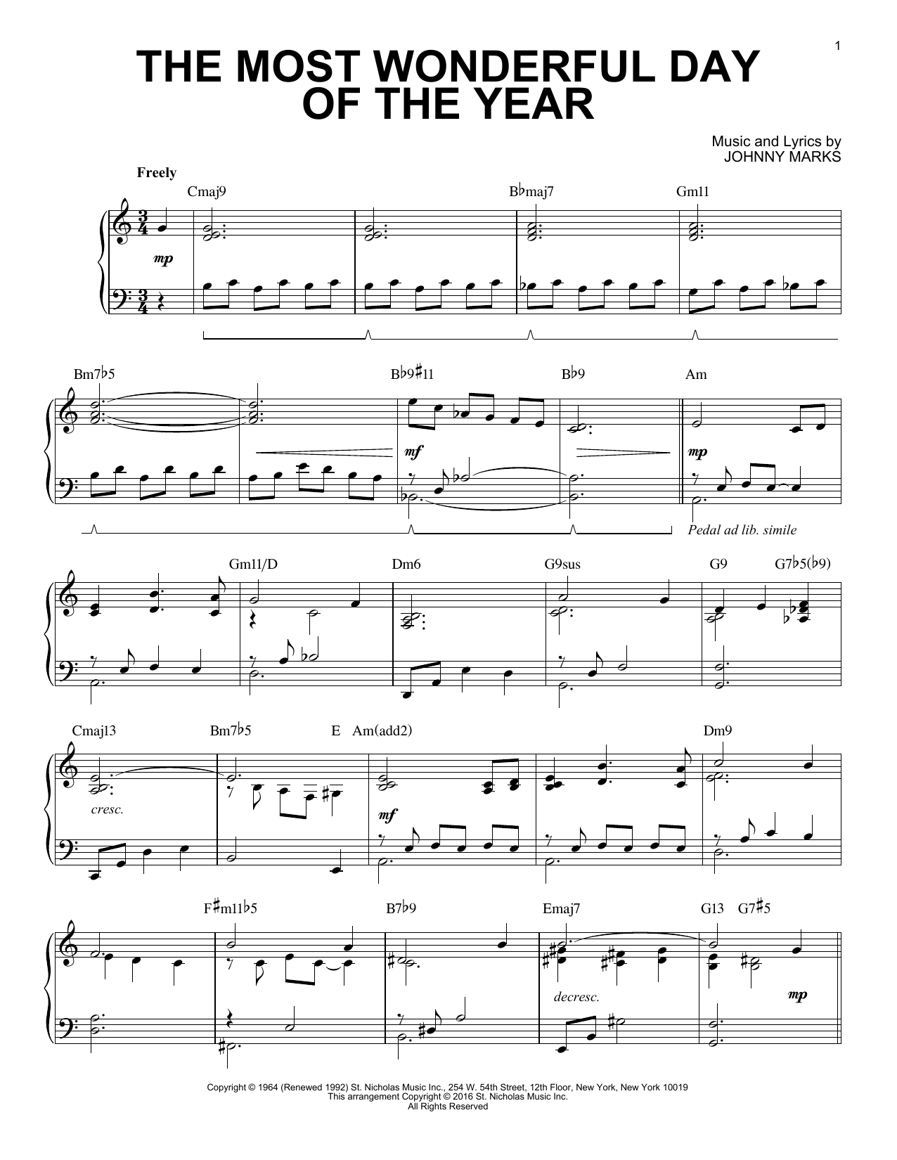 Product gallery: Page 1 of 1 The Most Wonderful Day Of The Year [Jazz version] (arr. Brent Edstrom), Johnny Marks