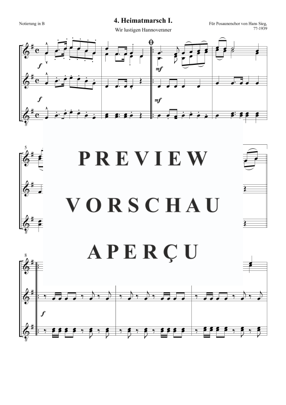 Product gallery: Page 4 of 5 Wir lustigen Hannoveraner, Heimatmarsch, , Trombone Choir