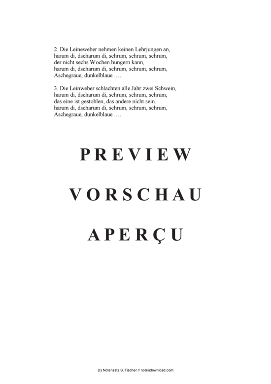 Product gallery: Page 3 of 3 Die Leineweber haben eine saubere Zunft , , Piano and Voice