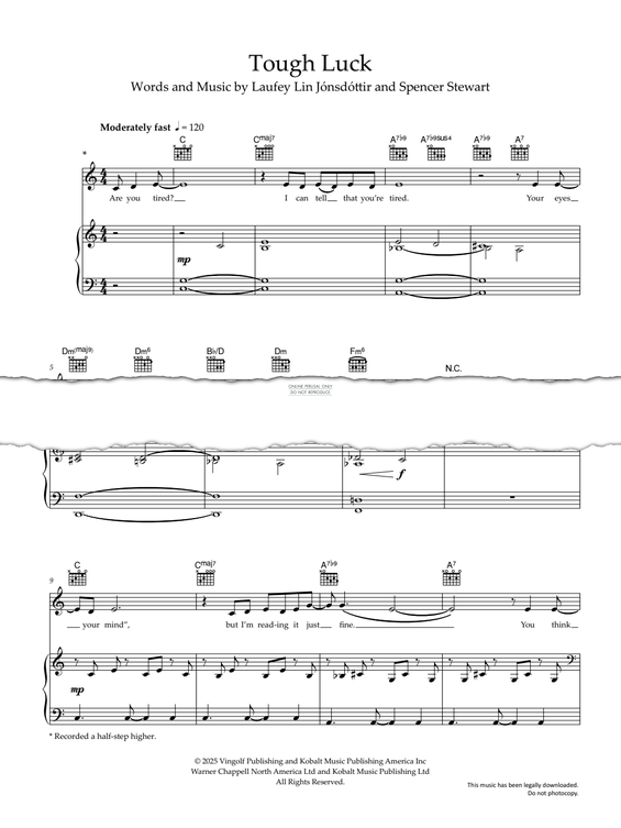 Produktgalerie: Seite 1 von 1 Tough Luck, Laufey, Gesang, Gitarre, Klavier