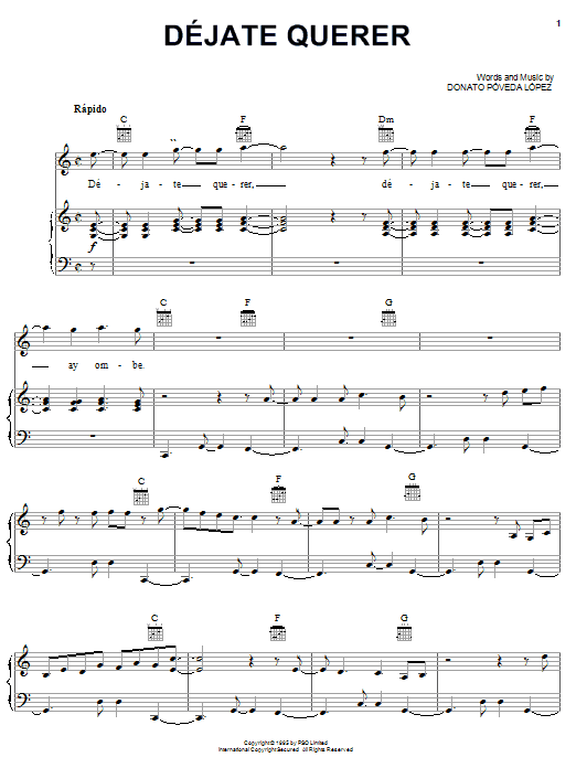 Produktgalerie: Seite 1 von 1 Dejate Querer, Donato Poveda Lopez, Gesang, Gitarre, Klavier