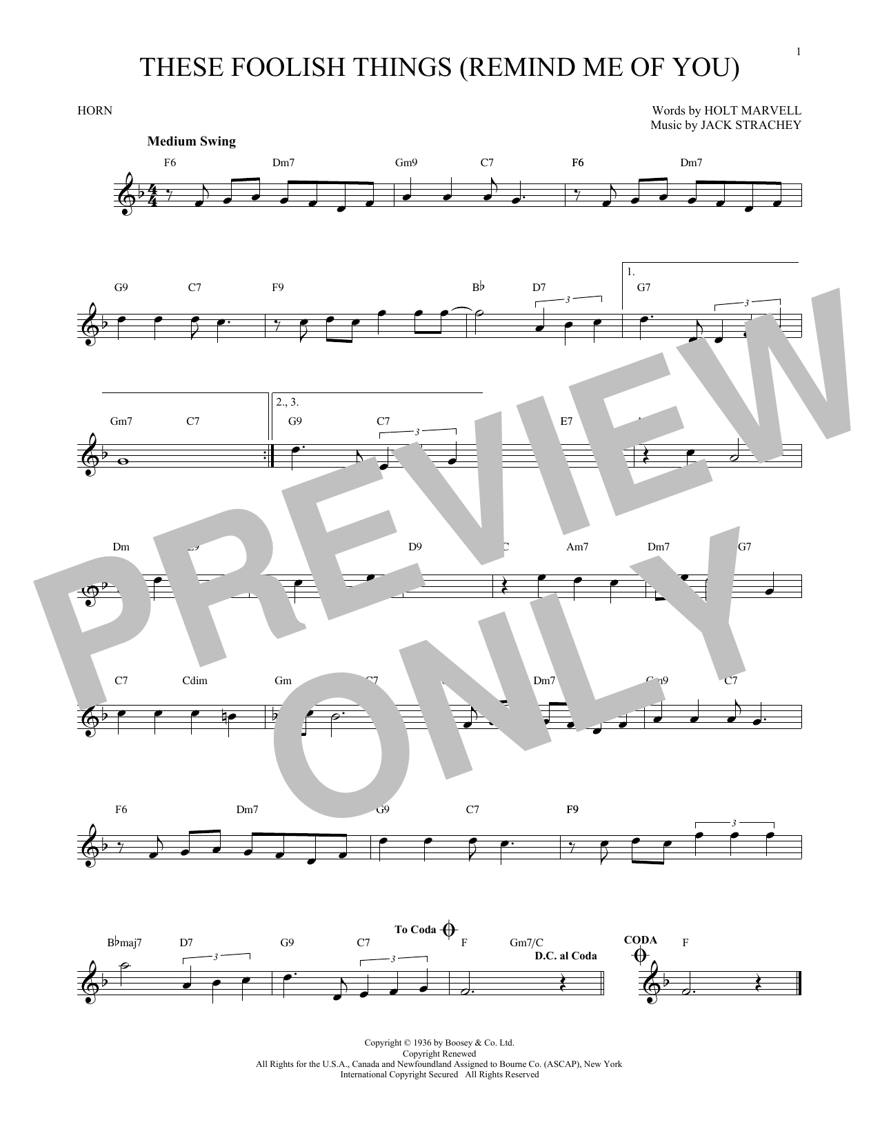 Produktgalerie: Seite 1 von 1 These Foolish Things (Remind Me Of You), Holt Marvell, Horn