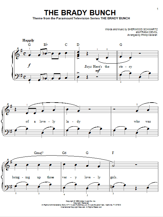 Produktbild zu: The Brady Bunch (arr. Phillip Keveren)