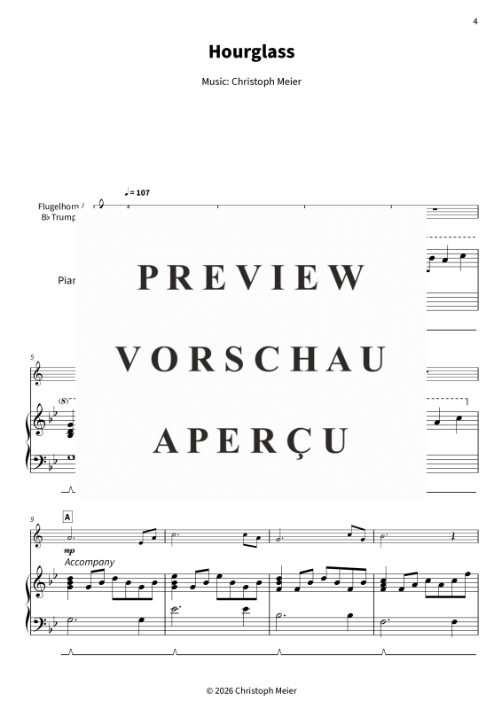 gallery: Hourglass - Gentle Melodies for Weddings, Church, and Other Occasions, , Trompete in B und Klavier