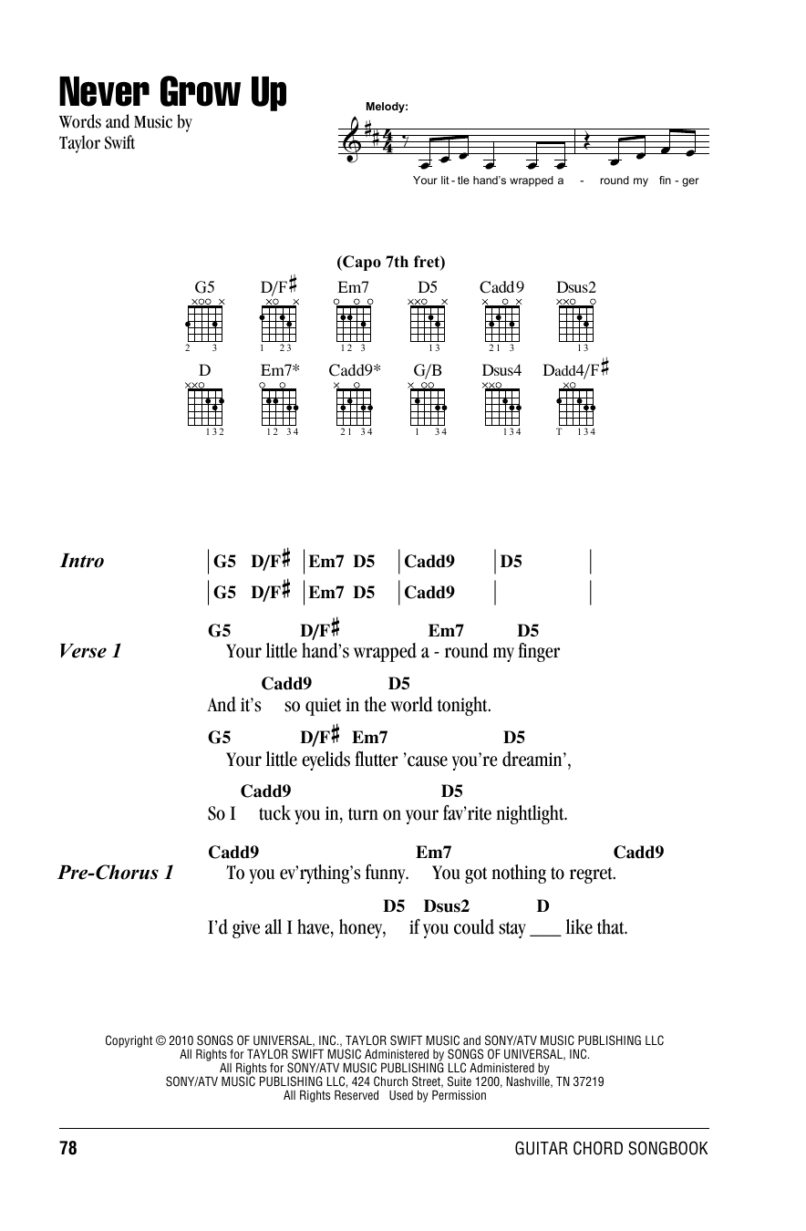 Produktgalerie: Seite 1 von 1 Never Grow Up, Taylor Swift, Gitarre