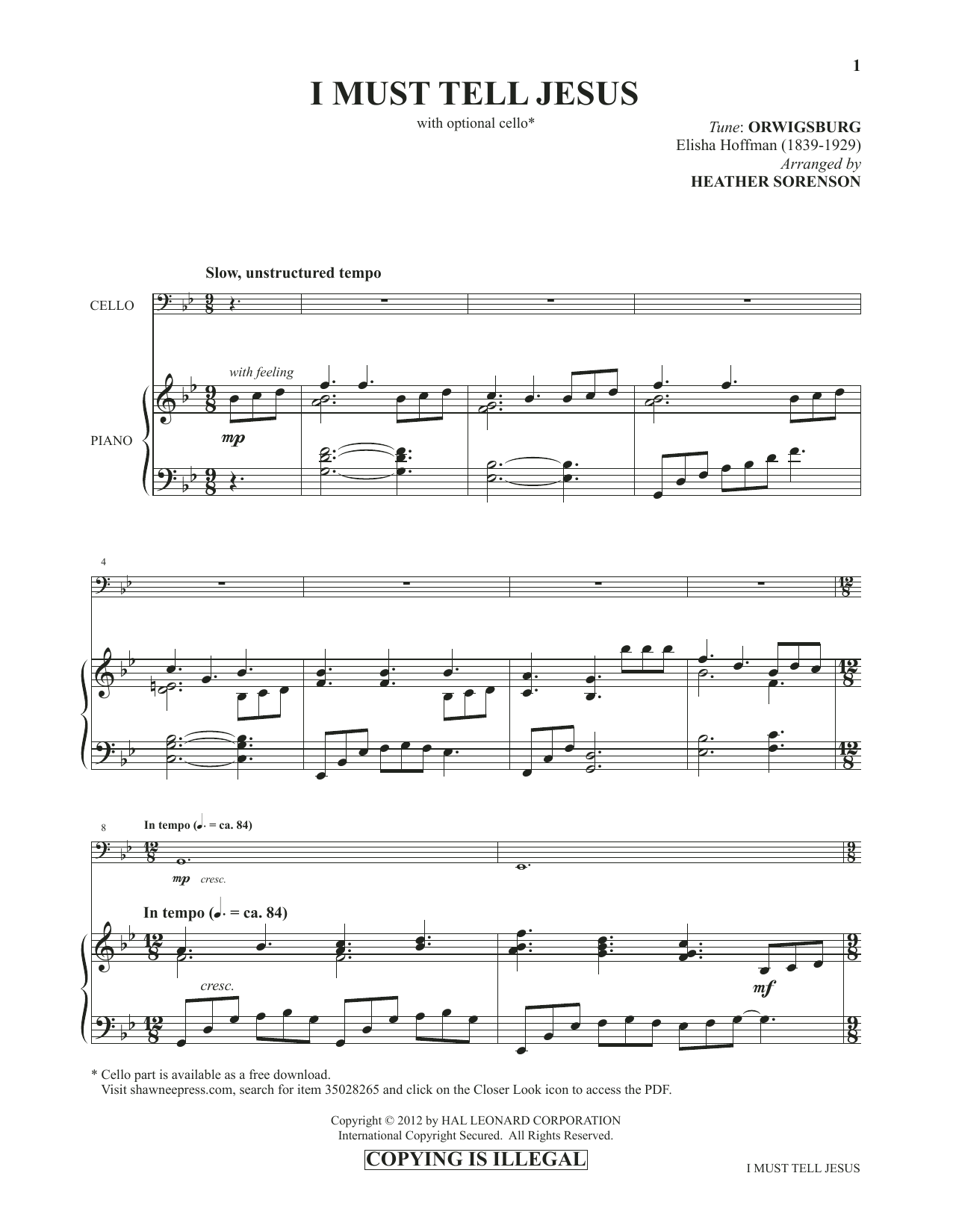 Product picture to: I Must Tell Jesus (from Images: Sacred Piano Reflections)