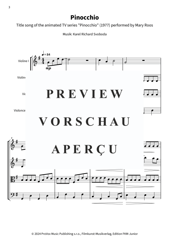 gallery: Pinocchio - Title song of the animated TV series Pinocchio , , (Streicher Quartett)