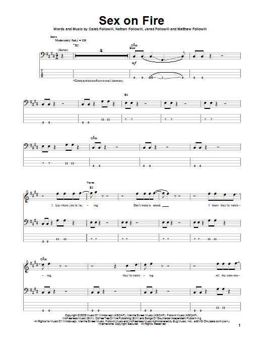 Produktgalerie: Seite 1 von 1 Sex On Fire, Kings Of Leon, E-Bass