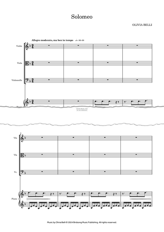 Produktgalerie: Seite 1 von 1 Solomeo, Olivia Belli, Klavier, Viola, Violine, Violoncello