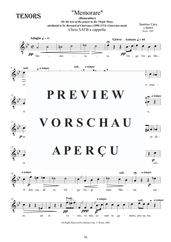 Product gallery: Page 11 of 11 Memorare - Gebet zur Jungfrau Maria von Bernard von Clairvaux, , Mixed Choir A Cappella