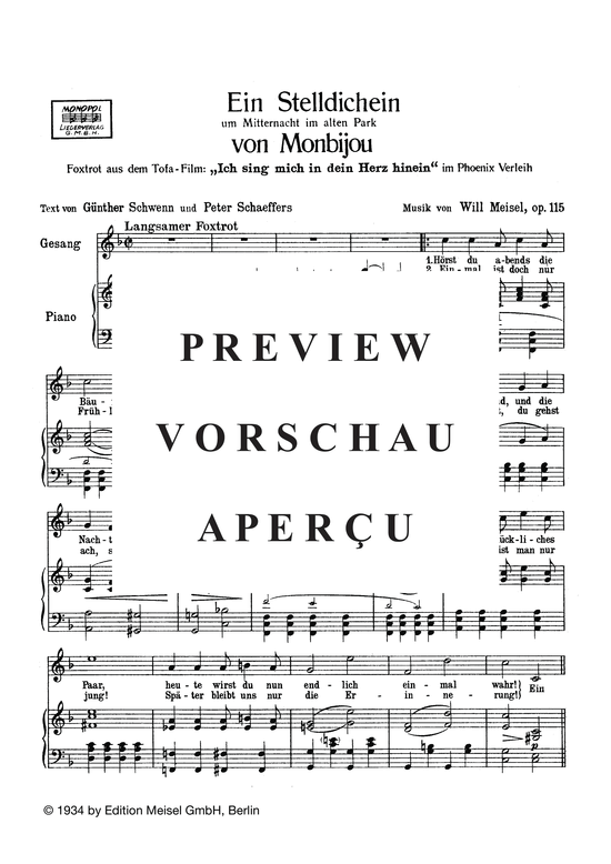 Produktgalerie: Seite 3 von 3 Ein Stelldichein um Mitternacht im alten Park von Monbijou, , Klavier und Gesang