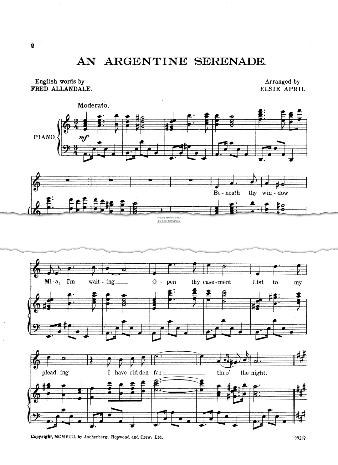 Produktgalerie: Seite 1 von 1 An Argentine Serenade, , Gesang, Klavier